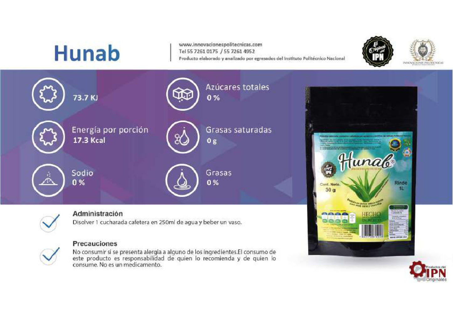 Hunab.  Bebida sabor menta con Aloe Vera y Clorofila.