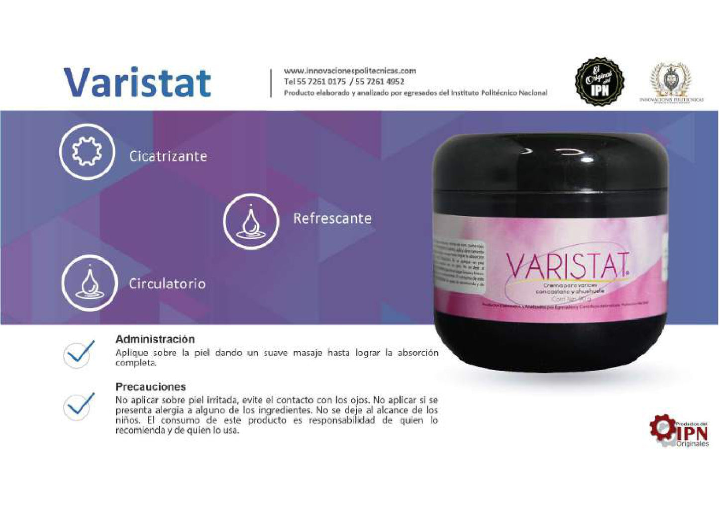 Varistat.  Crema para varices con castaño y ahuehuete.